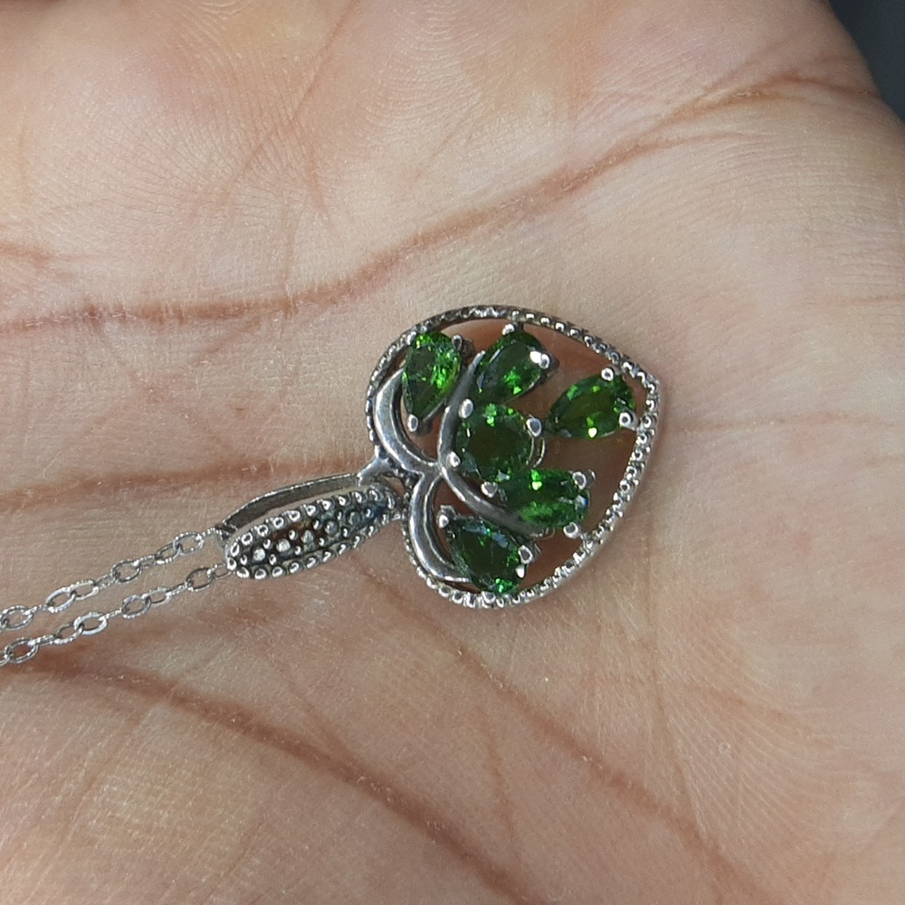 925 Genuine Chrome Diopside Heart Pendant And Chain. Price Is Firm. - Picture 8 of 8